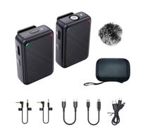 Bosiyrggrl Microphone D'Enregistrement Lavalier à Double Canal avec 98 Pieds pour Smartphone, Appareil Photo Reflex Numérique, DV, Vlog, Style Live : 1 RX et 1 TX