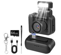 Bosiyrggrl Mini Retro Camera CMOS Keychain Camera avec Enregistreur Vidéo Flash LED pour la Photographie pour Enfants (64 Go)