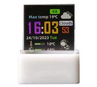 Bosiyrggrl Présentoir Photo en Forme de Cube de Cristal, Station Météo Intelligente de Bureau Holographique avec Horloge Numérique, Album D'Animations GIF, Blanc