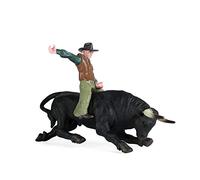 Bosiyrggrl PVC ModèLe Animaux RodéO Taureau avec Cavalier Jouet en Plastique Statique à Collectionner pour Enfants