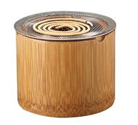 Bosiyrggrl Récupérateur de Cendres en Bambou Inclus en Métal pour Porte-Encens en Bobine, Brûleur D'Encens pour Décoration Intérieure, Yoga, Méditation