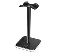 Bosiyrggrl Support de Casque en Aluminium avec Éclairage RGB, Présentoir pour Casque, Rangement de Bureau Peu Encombrant, Support de Casque à Fixer sur la Tête