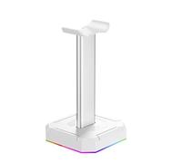 Bosiyrggrl Support de Casque Présentoir Rétro-Éclairage RVB Support de Support Monté sur la Tête Organisateur de Bureau Support Vertical Cintre, Facile à Installer Facile à Utiliser Blanc