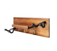 Bosiyrggrl Support Mural pour Guitare avec Crochet Rotatif, Support en Bois avec Étagère et Porte-Médiators, Support Mural pour Guitare Acoustique