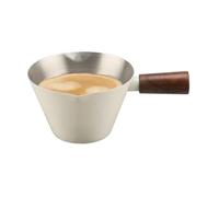 Bosiyrggrl Tasse à Mesurer en Acier Inoxydable pour Espresso 6,8 Oz/200 ML avec Poignée en Bois et Double Bec.
