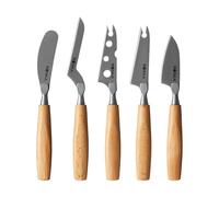 Boska Amigo Small Lot de 5 petits couteaux à fromage pour chaque type de fromage Poignée ergonomique Acier inoxydable de qualité supérieure Bois de hêtre Anti-adhésif grâce au traitement BSF