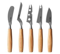 Boska Amigo Small Lot de 5 petits couteaux à fromage pour chaque type de fromage Poignée ergonomique Acier inoxydable de qualité supérieure Bois de hêtre Anti-adhésif grâce au traitement BSF