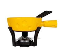 Boska Appareil à fondue Super Cheesy - Caquelon à fondue en forme de fromage - Lavable au lave-vaisselle - Avec six fourchettes - Jaune - 1,3 L contenu
