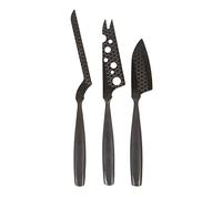 Ensemble de couteaux à fromage Monaco+ de Boska / 3 couteaux dans un étui en cuir/Pour chaque type de fromage/Antiadhésif/Noir / 28 cm