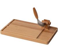 BOSKA Lumberjack Amigo Coupe-fromage avec couteau à fromage en bois de hêtre et acier inoxydable de qualité supérieure Pour fromage et saucisses Coupe sûre Avec gouttière de récupération 23 cm