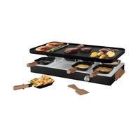 Boska Raclette Party - Appareil à raclette pour 8 personnes - Sans PFAS - Plaque en céramique - Poignées en bois de hêtre - Plaque en aluminium réversible - Noir
