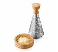 Boska Râpe à fromage de table Oslo/Avec poignée en chêne / 3 côtés différents/Fromages à pâte mi-dure et dure/Brun/Argenté / 27 cm