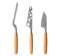 BOSKA Set de couteaux à fromage Amigo/Couteau à fromage pour tout type de fromage/Set de 3 couteaux/Manche ergonomique/Acier inoxydable haute qualité/Bois de hêtre