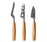 BOSKA Set de couteaux à fromage Amigo Small Set de 3 petits couteaux/Couteau à fromage pour tout type de fromage/Manche ergonomique/Acier inoxydable haute qualité/Bois de hêtre/Antiadhésif