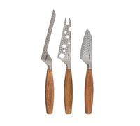 Boska Set de Couteaux à Fromage Oslo+ - Acier inoxydable, manche en chêne, motif antiadhésif, pour fromages tendres à durs - Cadeau idéal - 4 pièces