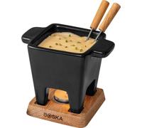 Boska Tapas Fondue Nero - Petit service à fondue - Pour 1 à 2 personnes - Contenu 300 ml - Ink. Fourchettes à fondue - Passe au micro-ondes et au lave-vaisselle