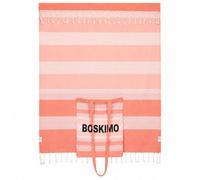 BOSKIMO Grande serviette de plage avec sac cousu 2 en 1 - Paréo style fouta avec franges, 90 x 200 cm - Serviette et sac multifonction pour homme et femme - Idéal pour piscine, pique-nique, spa et