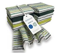 BOSKIMO Lot de 12 torchons de cuisine en coton riz - Chiffons de cuisine premium absorbants et réutilisables 45x65 cm Aura Green
