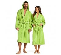 BOSKIMO Robe de Bain Unisexe avec Capuche 100% Coton OEKO-TEX - Peignoir pour Homme et Femme - Rizo Américain 420 gsm - Doux et Très Absorbant, pistache, XXL