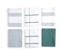 BOSKIMO Torchons Cuisine Coton Premium - Pack de 6 Chiffons Cuisine Microfibre et Éponge, Chiffons Coton Absorbants, Linges de Nettoyage Couleur Vert Naturel