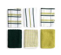 BOSKIMO Torchons Cuisine Coton Premium - Pack de 6 Chiffons Cuisine Microfibre et Éponge, Chiffons Coton Absorbants, Linges de Nettoyage Couleur Vert Bouteille