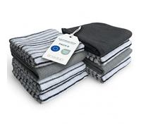 BOSKIMO Torchons de Cuisine en Coton avec Rizo - Lot de 8 Torchons de Cuisine Premium Absorbants et Réutilisables 45x65 cm Aura Silver