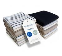 BOSKIMO Torchons de Cuisine en Coton avec Rizo - Lot de 8 Torchons de Cuisine Premium Absorbants et Réutilisables 45x65 cm Aura Beige