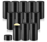 BOSMIOW Lot de 12 flacons vides de 75 g en plastique noir pour déodorants, hydratants corporels, tubes cosmétiques à remplir par le bas pour parfum solide, barre de lotion, chapstick, baume pour talon
