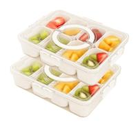 Bosmsaslad 2pcs Snack Box, 8 Compartiment Boîte à Collation Avec Couvercle et Poignée, Portable Plateaux à Collation avec Compartiments, Transparent Assiette de Snack per Picnic e Riunioni di Famiglia