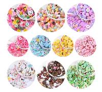 BOSOIRSOU 100 pièces Assortiment de Charmes de Slime, Fruits Mignons Charmes de Beignets Résine à Dos Plat Cabochons pour l'artisanat Ornament Scrapbooking Fournitures de Bricolage - Style aléatoire