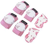 BOSONER Lot de 6 protections pour enfants - Pour rollers en ligne - Équipement de protection - Genouillères et coudières - Équipement de protection - Genouillères - Skateboard (6# rose/blanc, M (6-15