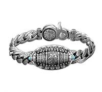 BOSONS Bracelet porte-bonheur tibétain à six caractères, bracelet rotatif en alliage à six caractères pour homme, bracelet amulette Feng Shui, bijoux cadeau (7,87 pouces)
