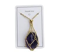 BOSONS Collier porte-pierre en cristal, collier pendentif en cristal de poche en filet creux en acier inoxydable (Gold,Pink)