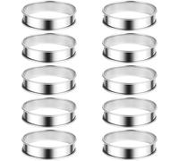 BOSREROY 10 Stück Muffin-Ringformen, 304 Edelstahl-Rollringe, 10 cm zum Backen, Ringe für Crumpets und Torten, Kuchenformen, Desserts und Hausküche