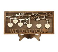 BOSREROY Cadre d'arbre généalogique personnalisable avec gravure « We Love You » - Décoration en bois avec 6 étiquettes en forme de cœur - Idéal pour les grands-parents
