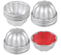BOSREROY Lot de 16 moules à pudding, mini moules cannelés pour gâteaux, 9,4 cm, moules à gelée en alliage d’aluminium, surface antiadhérente pour cupcake et muffin