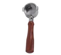 BOSREROY Porte-filtre de 5,1 cm sans fond, poignée en bois à 2 oreilles en acier inoxydable, panier double shot et diffuseur d'écran inclus, longueur de 23 cm