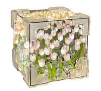 BOSREROY Tulipes DIY Infinity Miroir Veilleuse Cube Magique Lampe de Table Alimentée par USB 10 cm