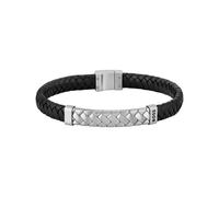 BOSS Bracelet en cuir tressé noir avec garniture en métal à chevrons - Style TAILORED, HB1580674 Noir S