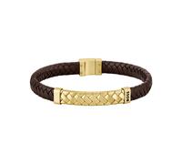 BOSS Jewelry Bracelet pour Homme Collection TAILORED avec Cuir Marron et Fermoir en Acier Inoxydable Doré - 1580675M