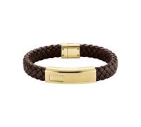 BOSS Bracelet en cuir tressé marron avec plaquette logotée dorée - Style LANDER, HB1580746 Marron foncé M