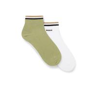 BOSS Lot de deux paires de chaussettes à rayures emblématiques au niveau des chevilles - Style 2P SH Stripe CC, 50491195 Blanc / Vert 43-46