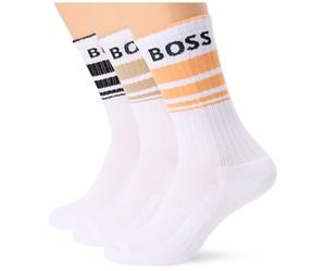 BOSS 3P QS Rib Stripe CC, SHORT_SOCKS Homme, White100,