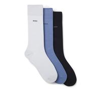 BOSS Lot de trois paires de chaussettes mi-mollet en maille stretch - Style 3P RS Uni CC, 50469839 Noir / Blanc / Bleu 35-38