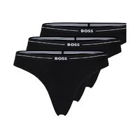 BOSS Lot de trois strings en coton stretch avec taille logotée - Style 3P THONG, 50510030 Noir M