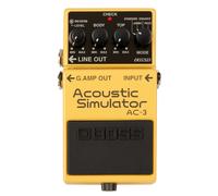 Pédale Acoustic Simulator AC-3 BOSS, à quatre modes de simulation : Standard, Jumbo, Enhanced, et équipement Piezo