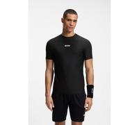 BOSS Active T-shirt Slim Fit à rayures en jacquard avec logo imprimé - Style TS_TOC Serve 1, 50559199 Noir S