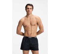BOSS Bas de pyjama en coton doux avec taille logotée - Style 2P Boxer Shorts EW, 50545913 Noir / Beige XL