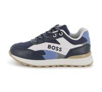 BOSS Baskets enfant en cuir et toile avec logo - Style J52810/84927, J52810 Bleu foncé 33