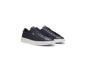 BOSS Baskets en cuir à semelle cupsole avec surpiqûres à rayures emblématiques - Style Kieran_Tenn_allt, 50552853 Bleu foncé 44